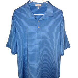 Peter Millar Summer Comfort Golf Polo Shirt Men's Size XL Blue Green Striped